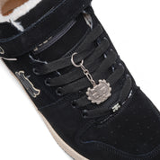 GRASSHOPPER - BLACK WAXED SUEDE & SHEARLING