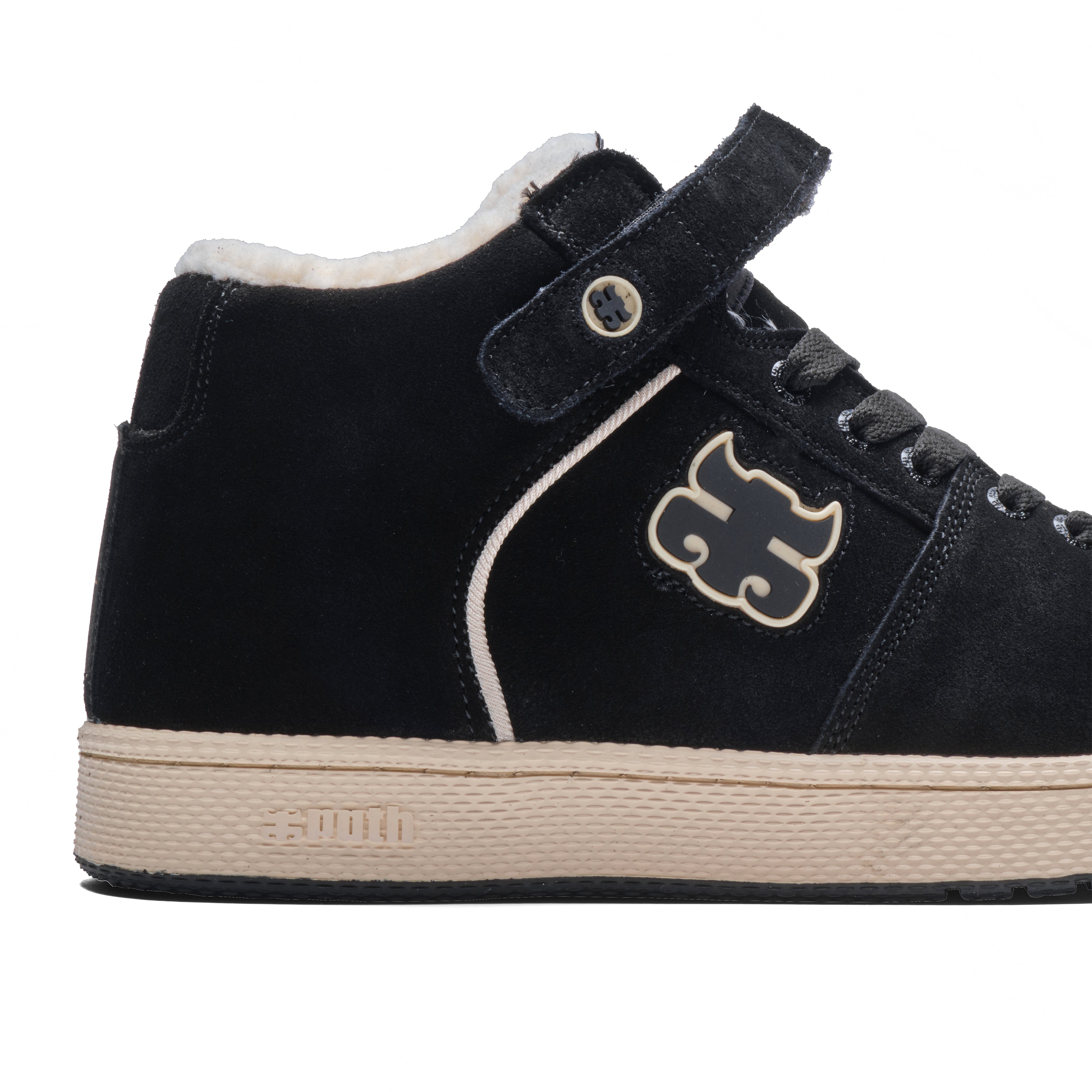 GRASSHOPPER - BLACK WAXED SUEDE & SHEARLING